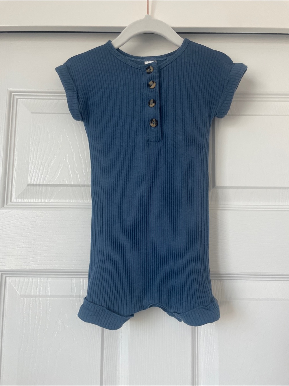 Lou Lou & Company Blue Ribbed One-Piece Bodysuit 12-24M (VGUC)
